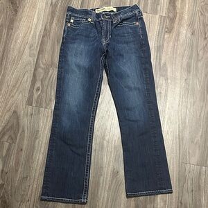 Y2K Big Star Union Straight Leg Jeans Premium Denim Leather Patch Blue 2000s